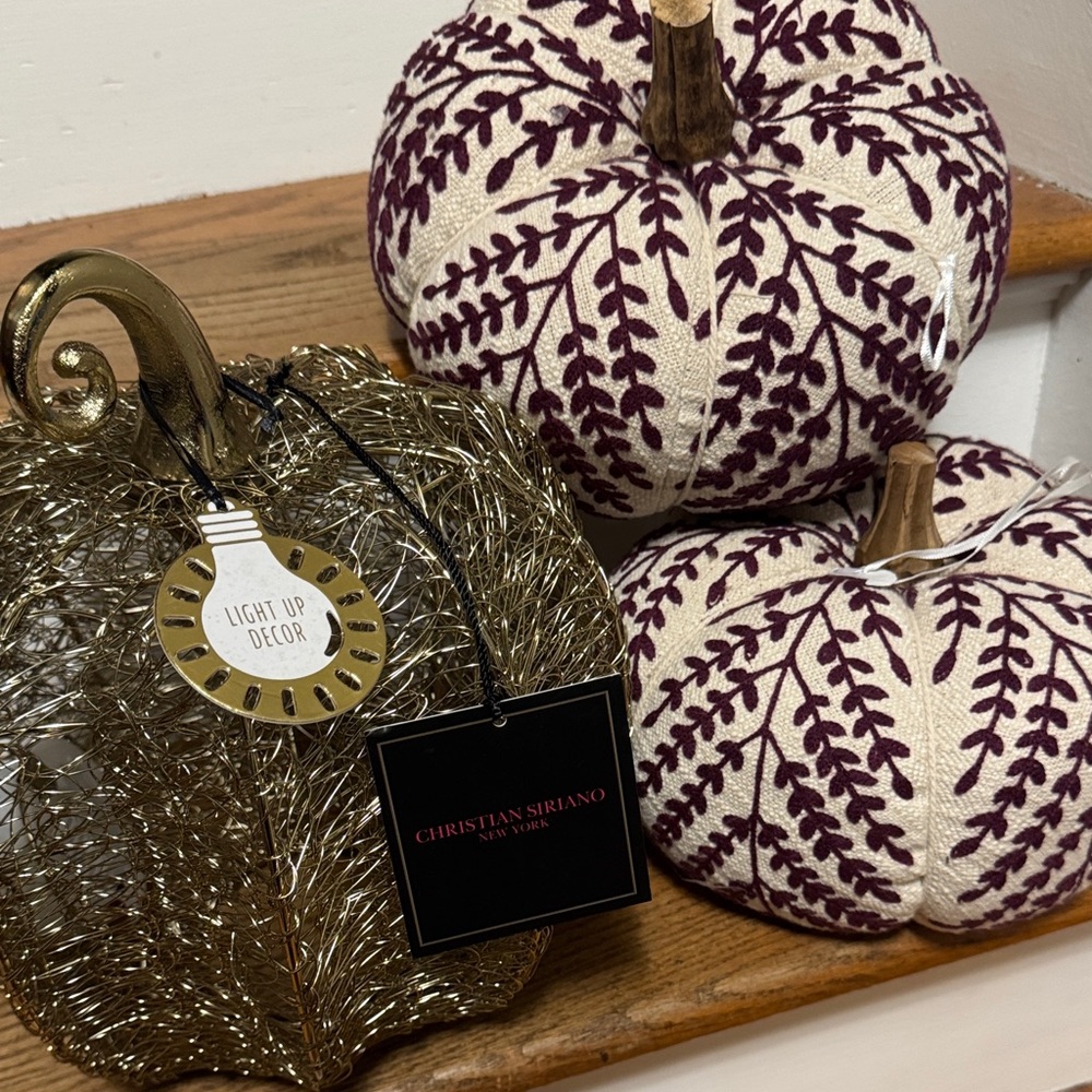 Christian Siriano Purple and Gold Decorative pumpkin set